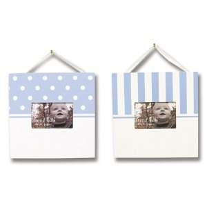  Blue White Striped and Dot Picture Frame Set Baby