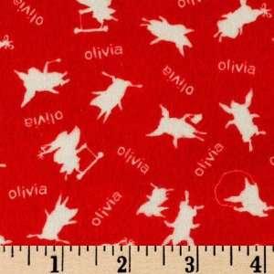 43 Wide Olivia Flannel Small Olivias Playing Red Fabric 