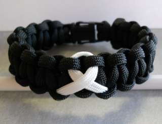 LUNG CANCER AWARENESS~ PARACORD BRACELET & KEYCHAIN ((WHITE RIBBON 