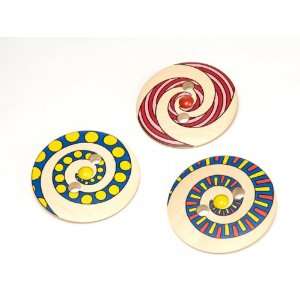  Wooden Spinning Disc, W Pattern Toys & Games