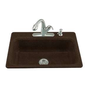   Self Rimming Kitchen Sink with Four Hole Faucet Drilling, Black n Tan