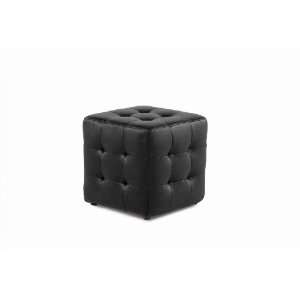 Diamond Sofa Zen Bonded Leather Black Tufted Cube Accent 