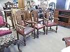 NICE CARVED FRENCH OAK ANTIQUE DINING ROOM CHAIRS 07B