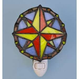 Compass Rose Stained Glass Night Light with Switch