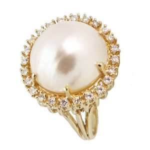 Mabe Pearl & Diamond Cocktail Ring 14K Gold