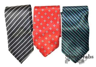 NEW Mens Wholesale Lot of 6 Ties Black Red Navy Blue Grey Stripe Silk 