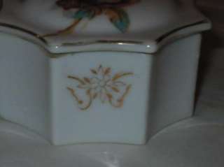 OCTAGON Vintage Porcelain TRINKET BOX Jewelry Box Casket JAPAN  