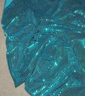 SEQUIN KNIT STRETCH FABRIC PEACOCK TURQUOISE BTY  