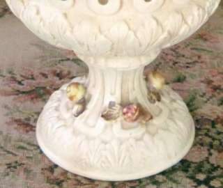 Vintage Ornate Ceramic COMPOTE/Catch All/PLANTER~ROSES  