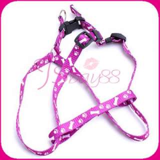   this is a brand new small dog harness leash it adorned with cute bones