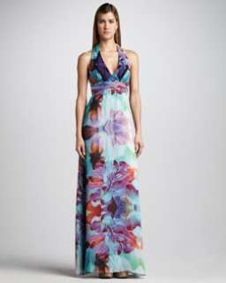 T4XZW Nicole Miller Floral Print Maxi Dress