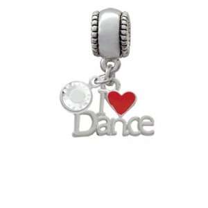 I love Dance with Red Heart Charm European Charm Bead 