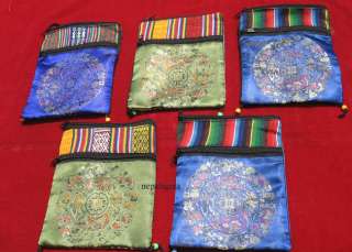   Lot of 5 TIBETAN Mandala silk p.p. size purse bag NEPAL 