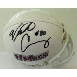  Signed Victor Cruz UMASS Football Mini Helmet Steiner COA 