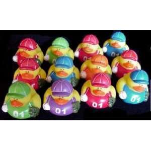   One Dozen (12) Assorted Colors ~ Baseball Rubber Ducks Toys & Games