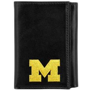  NCAA Michigan Wolverines Black Leather Embroidered Tri 