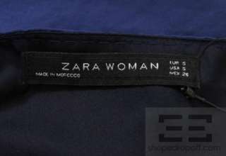 Zara Woman Blue Single Pleated Sleeveless Bubble Hem Dress Size Small 