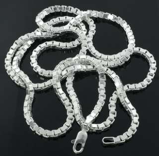 Mens 20 30 Inch Real .925 Sterling Silver 3D Italian Box Chain 3 mm 