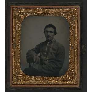Unidentified soldier in Confederate uniform wearing chain  