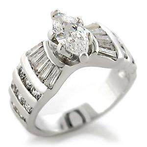 WHITE GOLD EP MARQUISE CZ CUBIC ZIRCONIA RING  