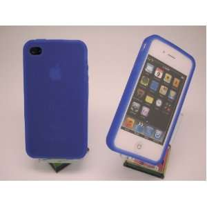 Blue Apple iPhone 4 4S Silicone Gel Soft Back Case Cover + Free Clear 