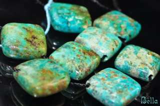 13mm African TURQUOISE Diamond Square Beads I0446  