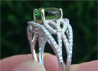 Vintage Estate 4.89 ct Natural Green Tourmaline Diamond Ring 14K Gold 