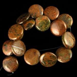  7x25mm green opal coin gemstone beads 16 strand