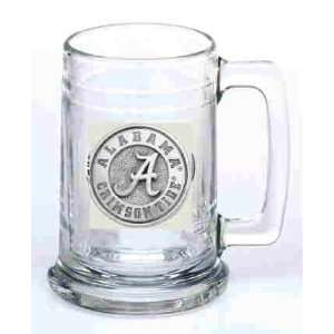  Alabama Crimson Tide Glass Stein (Beverage Mug) 15 oz 