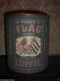 Flag Brand Roasted Coffee Vintage Label on new tin can.  