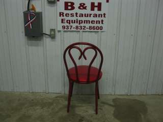 28 Red Metal Restaurant Cafe Chair w/ Red Cushion Seats  
