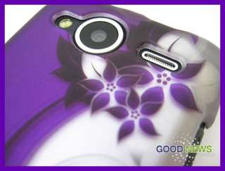 for Sprint HTC EVO Shift 4G   Purple Vines Rubberized Hard Case Phone 