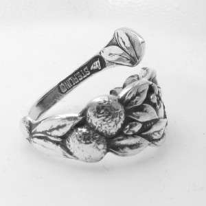 STERLING SILVER spoon ring FLOWERS (Small Size Young Lady)  