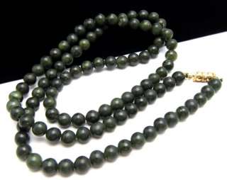Vintage Genuine Jade Bead Necklace 30 Opera Length  