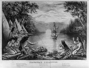 Hiawathas Departure Lithograph by Currier & Ives, 1865.