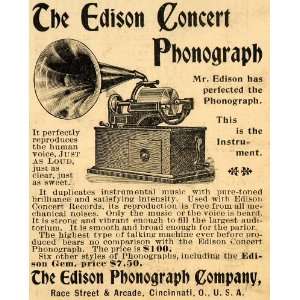  1899 Ad Edison Phonograph Co. Music Player Gramophone 