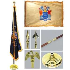  New Jersey 3ft x 5ft Flag, Flagpole, Base, and Tassel 