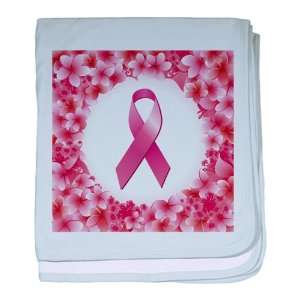  Baby Blanket Sky Blue Cancer Pink Ribbon Flower 