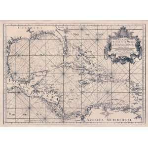  1755 Map of Caribbean by Tomas Lopez de Vargas Machuca 