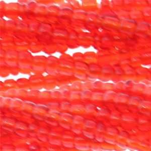 Red Seed Glass  Drum Plain   3mm Height, 2mm Width, Sold by 16 Inch 