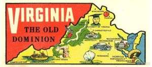 VINTAGE VIRGINIA STATE GOLDFARB AUTO TRAVEL WATER DECAL  