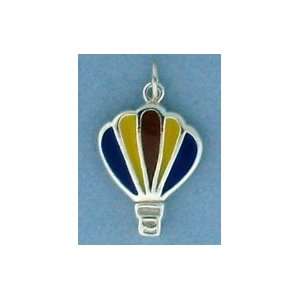   Silver Charm, Multi Color Enamel Hot Air Balloon, 7/8 inch, 3.7 grams