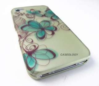 GREEN FLOWER SWIRLS HARD SNAP ON CASE COVER APPLE IPHONE 4 4s PHONE 