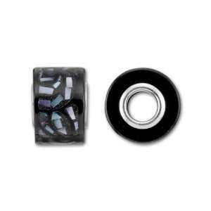  Mother of Pearl 8x12mm Black Inlaid Mosaic Bead (4.7mm 