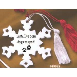   Dog Ornament, Dear Santa with Dog Paw Prints 