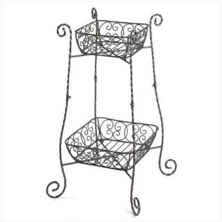 Wire Basket Style Two Tier Plant Stand Display Storage