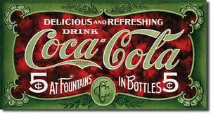   Cola Soda Pop 1900s 5 Cents Logo Vintage Advertising Tin Sign #1074