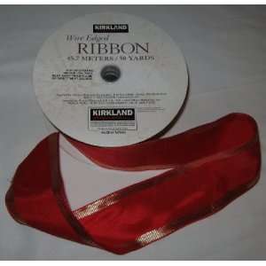  Kirkland Red Gold Trimmed 50 Yards Christmas Ribbon Wire 