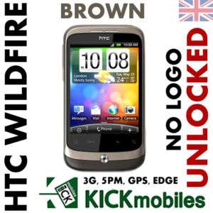 BNIB 3G HTC WILDFIRE BROWN UNBRANDED FACTORY UNLOCKED 5052179520112 