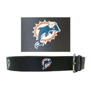 Miami Dolphins Embossed Leather Belt   NFL Football Fan Shop Sports 